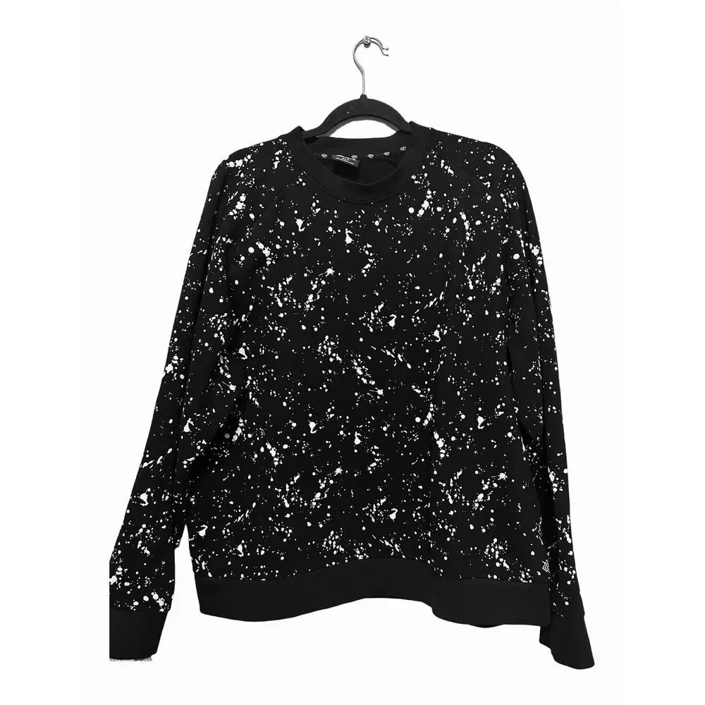 Zelos Black White Paint Splatter Sweatshirt Active Wear Loung wear size XLT